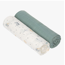 Lässig - 2er-Pack Mullwindeln Heavenly Soft Swaddle XL 120x120 cm Garden Explorer green