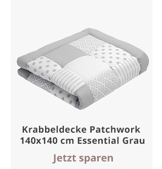 emma & noah - Krabbeldecke Patchwork 140x140 cm Essential Grau