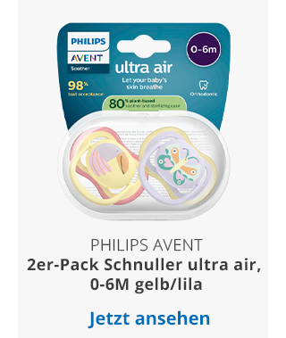 Philips Avent  - 2er-Pack Schnuller ultra air, 0-6M gelb/lila