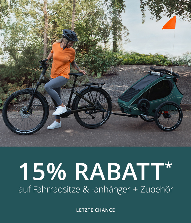 Nur bis 08.04.  15% Rabatt* auf Fahrradsitze & -anhänger und Zubehör 