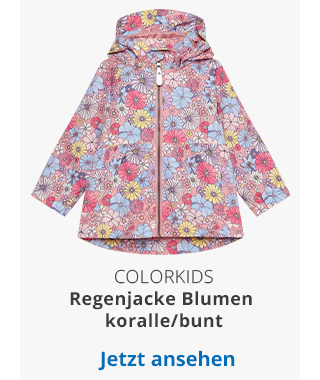 Colorkids - Regenjacke mit abnehmbarer Kapuze Blumen koralle/bunt