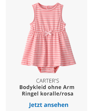 Carter's - Bodykleid ohne Arm Ringel koralle/rosa