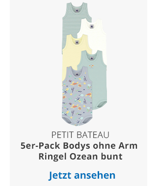 Petit Bateau - 5er-Pack Bodys ohne Arm Ringel Ozean bunt