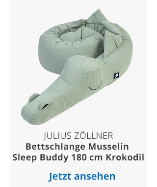 Julius Zöllner - Bettschlange Musselin Sleep Buddy 180 cm Krokodil
