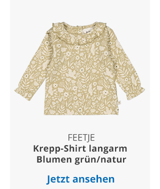 Feetje - Krepp-Shirt langarm Rüschenkragen - Blumen - grün/natur
