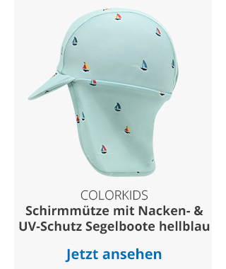 Colorkids - Schirmmütze mit Nacken- und UV-Schutz Segelboote - hellblau/bunt