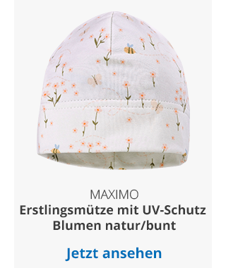 maximo - Erstlingsmütze mit UV-Schutz Blumen - natur/bunt