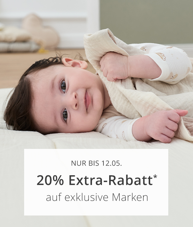 20% EXTRA-RABATT* AUF EXKLUSIVE MARKEN - BORNINO  babycab  solini  BORNINO HOME  littleworld  baby-walz - BASICS  2hearts