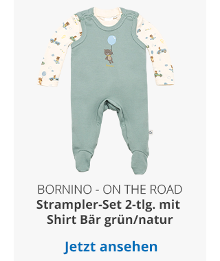 Bornino - On The Road Strampler-Set 2-tlg. mit Shirt Bär grün/natur