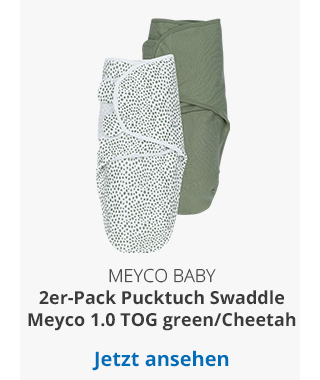 Meyco Baby - 2er-Pack Pucktuch SwaddleMeyco 1.0 TOG Größe S/M green / Cheetah