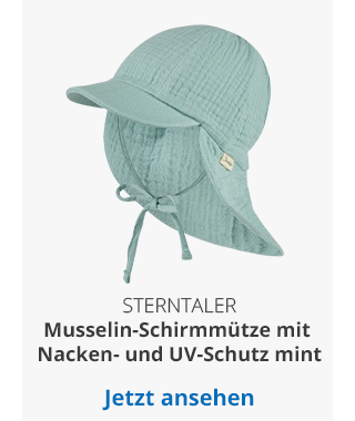 Sterntaler Musselin-Schirmmütze mit Nacken- und UV-Schutz mint