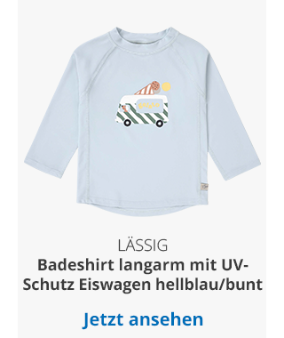 Lässig Badeshirt langarm mit UV-Schutz Eiswagen hellblau/bunt