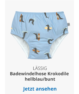 Lässig Badewindelhose Krokodile hellblau/bunt