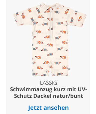 Lässig Schwimmanzug kurz mit UV-Schutz Dackel natur/bunt