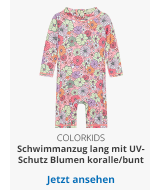 Colorkids Schwimmanzug lang mit UV-Schutz Blumen koralle/bunt