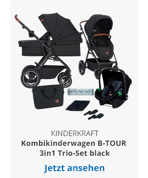 Kinderkraft Kombikinderwagen B-TOUR 3in1 Trio-Set inkl. Babyschale MINK PRO black