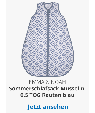 emma & noah - Sommerschlafsack Musselin 0.5 TOG Rauten blau