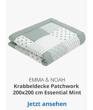 emma & noah - Krabbeldecke Patchwork 200x200 cm Essential Mint