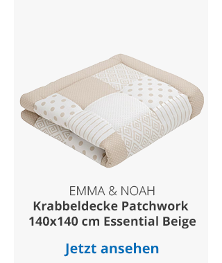 emma & noah - Krabbeldecke Patchwork 140x140 cm Essential Grau