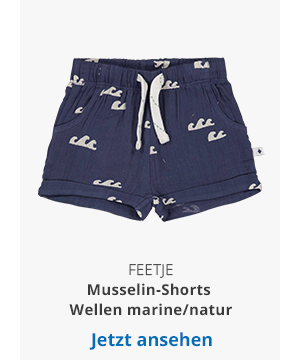 Feetje Musselin-Shorts Wellen marine/natur