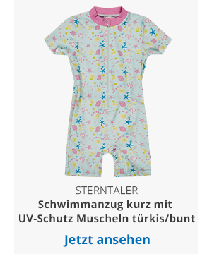    Sterntaler Schwimmanzug kurz mit UV-Schutz Muscheln türkis/bunt