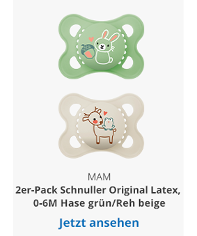 MAM  2er-Pack Schnuller Original Latex, 0-6M Hase grün / Reh beige