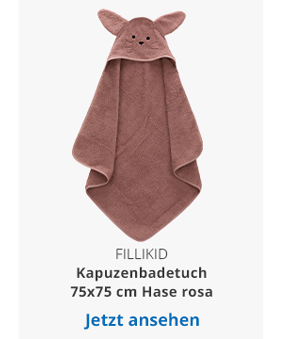 Fillikid  - Kapuzenbadetuch 75x75 cm Hase rosa
