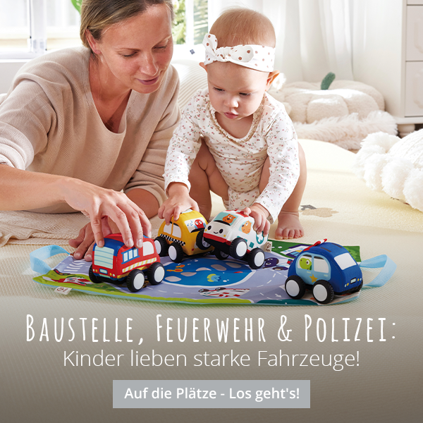 Baustelle, Feuerwehr & Polizei: Kinder lieben starke Fahrzeuge!
