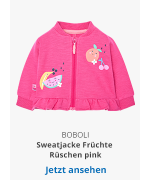 BOBOLI Sweatjacke Früchte Rüschen pink