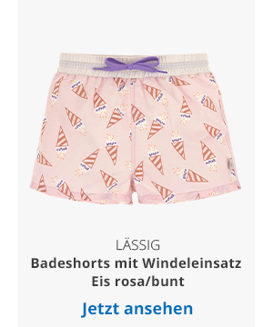 Lässig  Badeshorts mit Windeleinsatz Eis rosa/bunt