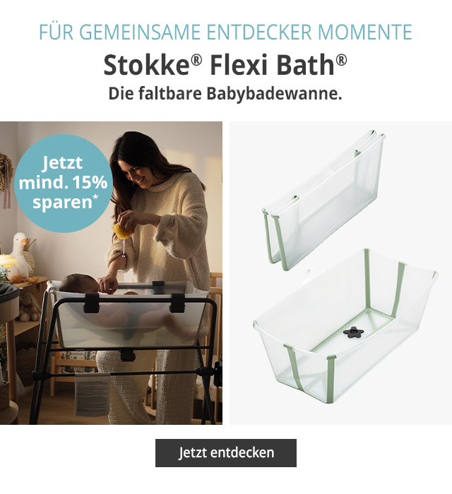 Für gemeinsame Entdeckermomente - Stokke® Flexi Bath®  - Die faltbare Babybadewanne.