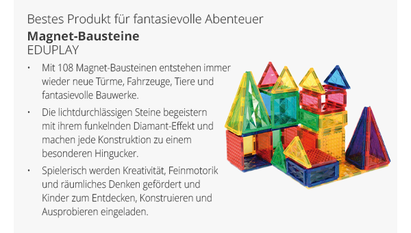Bestes Produkt für fantasievolle Abenteuer - Magnet-Bausteine - EDUPLAY