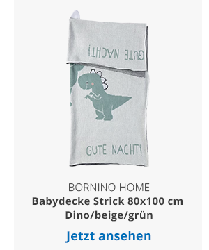 BORNINO HOME  Babydecke Strick 80x100 cm Dino / beige / grün