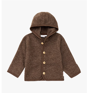 Bornino  Wollfleece-Jacke mit Klappbündchen aus Merinowolle braun melange