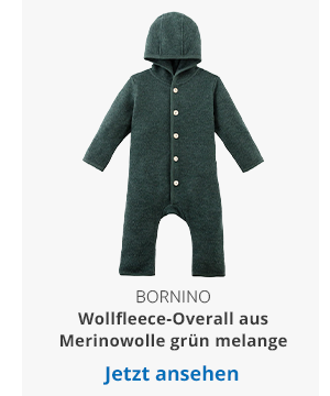 Bornino Wollfleece-Overall mit Klappbündchen aus Merinowolle grün melange