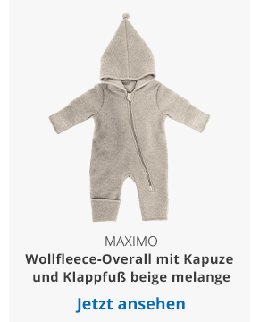 maximo Wollfleece-Overall mit Kapuze und Klappfuß beige melange