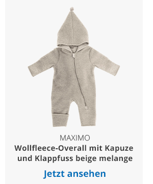 maximo Wollfleece-Overall mit Kapuze und Klappfuss beige melange