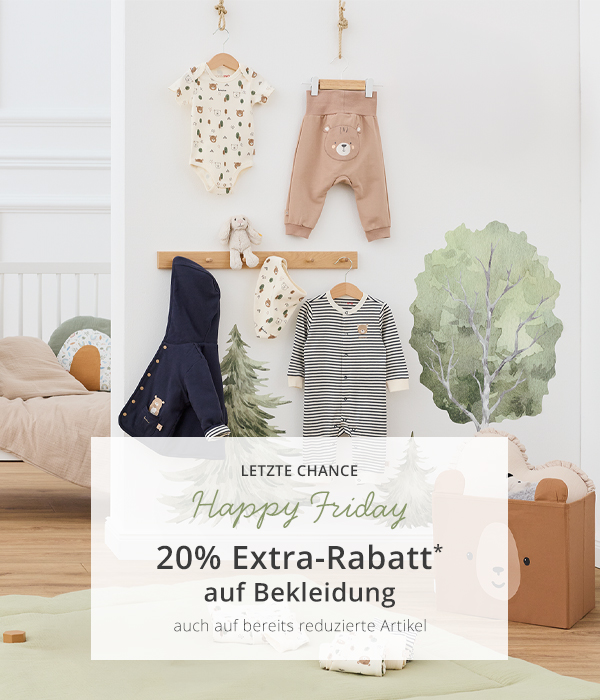 HAPPY FRIDAY  - Nur heute  - 20 % EXTRA-RABATT* auf Bekleidung auch auf bereits reduzierte Artikel