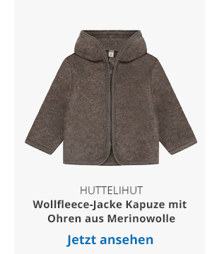 Huttelihut  Wollfleece-Jacke Kapuze mit Ohren aus Merinowolle