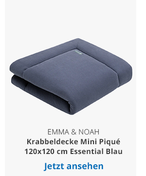 emma & noah  Krabbeldecke Mini Piqué 120x120 cm Essential Blau