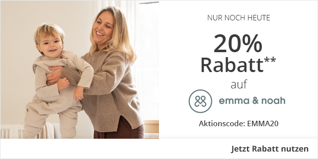 Entdecke jetzt das Sortiment von emma & noah und spare 20% Extra  - Dein Aktionscode: EMMA20 - nur bis 27.05.2026