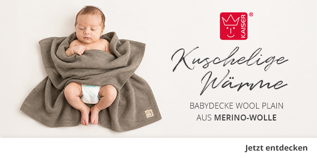 Kaiser Babydecke Wool Plain aus Merino-Wolle 80x100 cm light beige melange