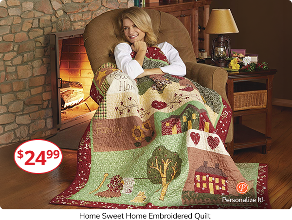 Home Sweet Home Embroidered Quilt