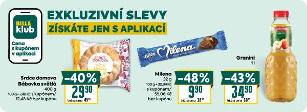 Banner: kupóny v BILLA aplikaci