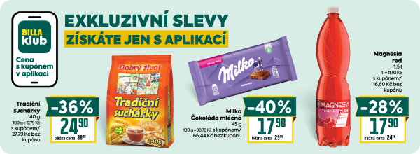 Banner: kupóny v BILLA aplikaci