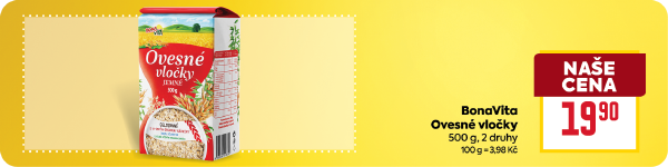 Banner: Bonavita Ovesné vločky jemné 500 g za 19,90 Kč
