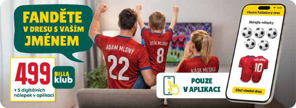 Banner: Fanděte v dresu s Vaším jménem. 499 Kč + 5 digitálních nálepek v aplikaci.
