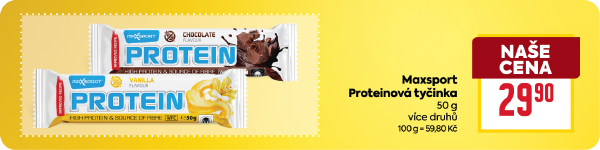 Banner: Maxsport Proteinová tyčinka 50 g za 29,90 Kč.