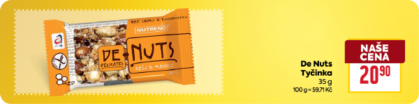 Banner: De Nuts Tyčinka 35 g za 20,90 Kč.