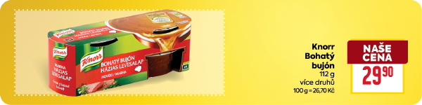 Banner: Knorr Bohatý bujón 112 g za 29,90 Kč.